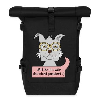 Mit Brille wär das nicht pasiert - Rolltop Rucksack - Schwarz - Vorne