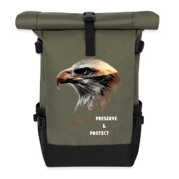 Préserver et protéger le pygargue à tête blanche Aigle Oiseau - Sac à dos roll top - olive/noir - Devant