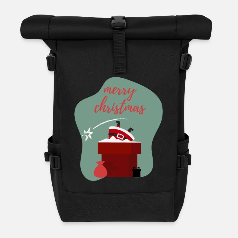 Santa - Merry Christmas - Rolltop Rucksack - Schwarz