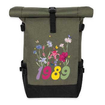 Year of birth 1989 wildflowers - Roll Top Backpack - olive/black - Front