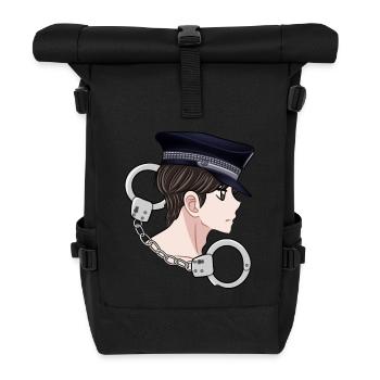 Police Polizei Manga Anime Handschellen Polizist - Rolltop Rucksack - Schwarz - Vorne