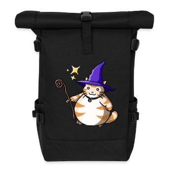 Orange Katze Cat Hexe Witch Halloween Kawaii cute - Rolltop Rucksack - Schwarz - Vorne