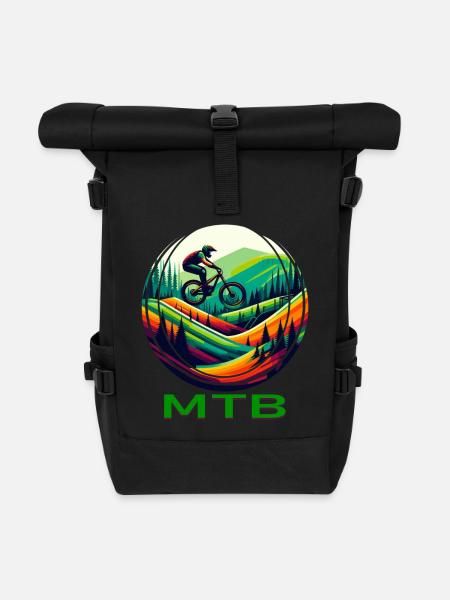 MTB-Fahrrad - Rolltop Rucksack - Schwarz