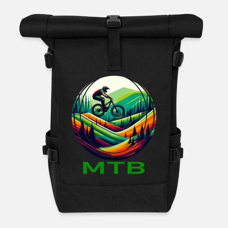 MTB-Fahrrad - Rolltop Rucksack - Schwarz