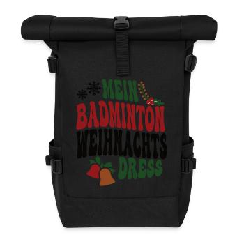 Badmintonerin Weihnachten Badminton Spielerin XMAS - Rolltop Rucksack - Schwarz - Vorne