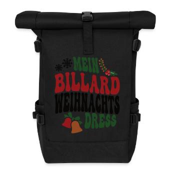 Billard Weihnachten Billard Spielerin XMAS - Rolltop Rucksack - Schwarz - Vorne