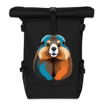 Art vectoriel de marmotte avec illustration aux couleurs vives - Sac à dos roll top - noir - Devant