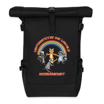 Unterstütze die lokale Nachbarschaft - Rolltop Rucksack - Schwarz - Vorne