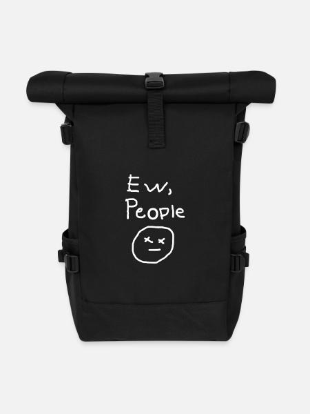 Ew People white design - Roll Top Backpack - black
