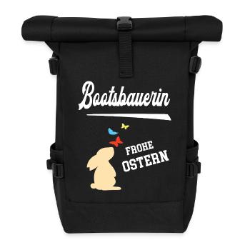 Bootsbauerin Ostern Bootsbau Oster Outfit - Rolltop Rucksack - Schwarz - Vorne