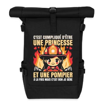 Princess And Fireman Both Funny Female Firefighter - Roll Top Backpack - black - Front