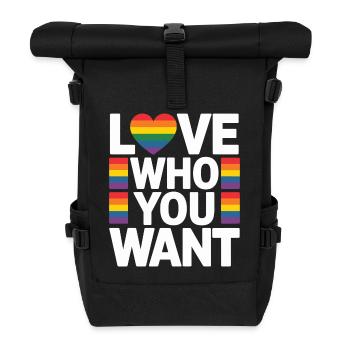 Love Who You Want: Rainbow Heart - Roll Top Backpack - black - Front