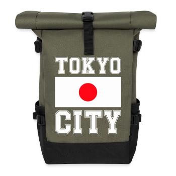 Tokyo City, Japan - Roll Top Backpack - olive/black - Front