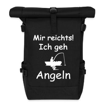 Angler Geschenkidee lustig angeln Boot fischen - Rolltop Rucksack - Schwarz - Vorne