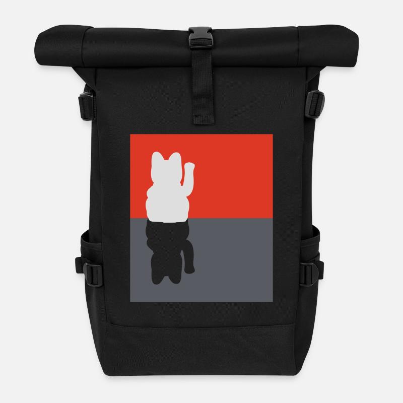 Glückskatze - Rolltop Rucksack - Schwarz