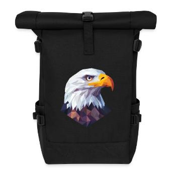 Eagle Head Low Poly Logo Design - Roll Top Backpack - black - Front
