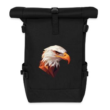 Eagle Head Low Poly Art Logo Design - Roll Top Backpack - black - Front