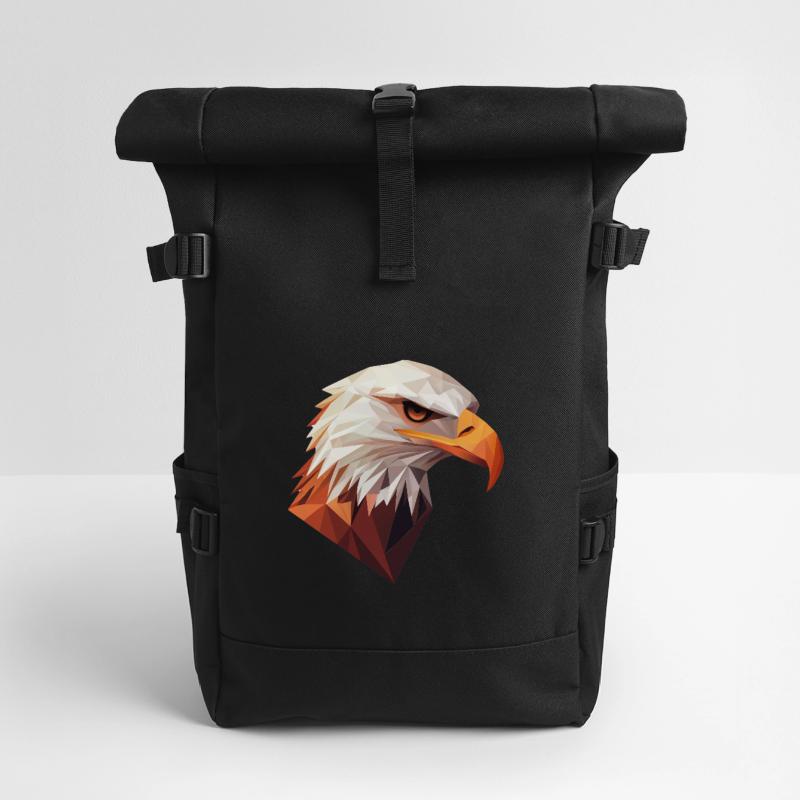 Conception de logo Eagle Head Low Poly Art Sac à dos roll top