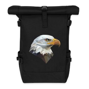 Adler Kopf Low Poly Art Logo Design - Rolltop Rucksack - Schwarz - Vorne