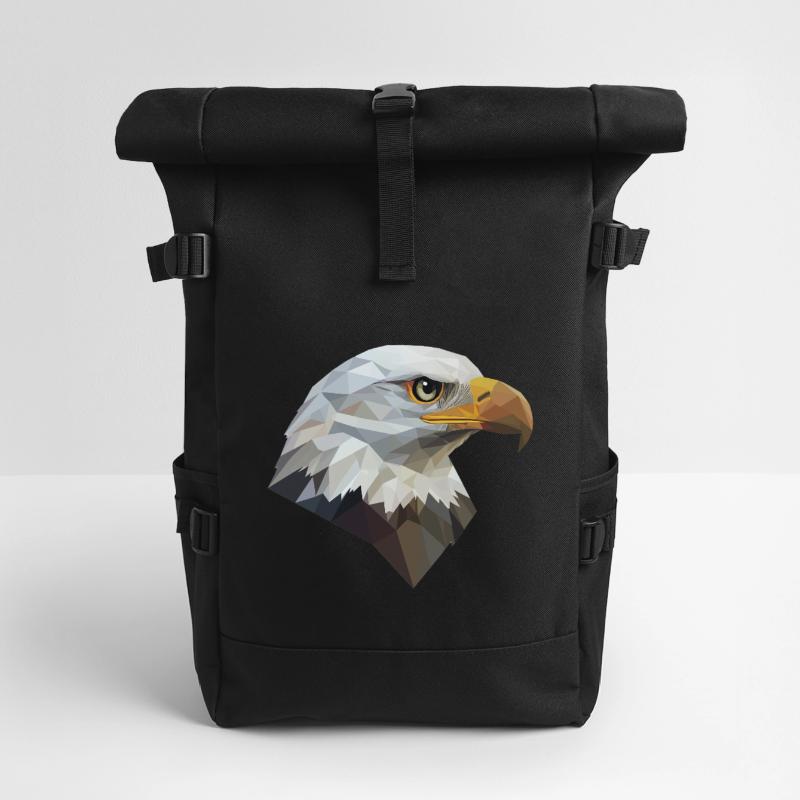 Conception de logo Eagle Head Low Poly Art Sac à dos roll top