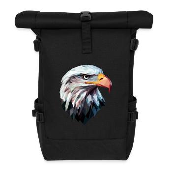 Adler Kopf Low Poly Art Logo Design - Rolltop Rucksack - Schwarz - Vorne