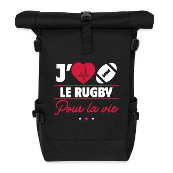 Rugby pour la vie – Passion du terrain - Sac à dos roll top - noir - Devant