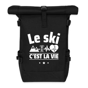 le ski c est la vie,Skieur,Ski,Montagne - Sac à dos roll top - noir - Devant