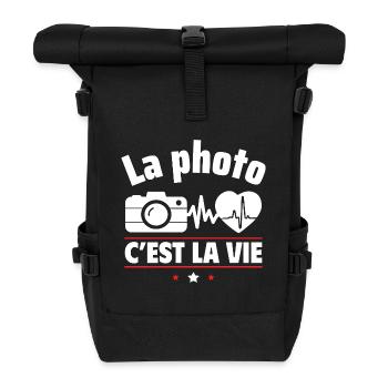 La photo, c'est la vie, cadeau photographe - Sac à dos roll top - noir - Devant