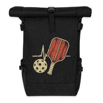 Pickleball Heartbeat | Schäger Ball - Roll Top Backpack - black - Front