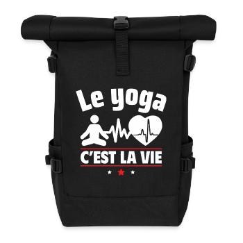 le yoga c est la vie,Yoga,Yogi,Sport - Sac à dos roll top - noir - Devant