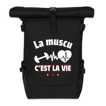 la muscu c est la vie,musculation,musclé - Sac à dos roll top - noir - Devant