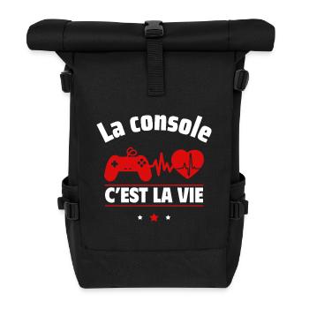 la console c est la vie.Geek,Gamer,Gaming,Humour - Sac à dos roll top - noir - Devant