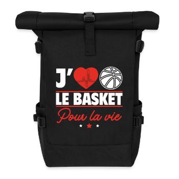 J’aime le basket pour la vie - Sac à dos roll top - noir - Devant