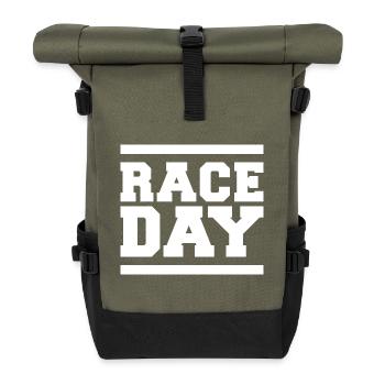 race day Formula Autorennen Symbol Logo icon - Rolltop Rucksack - Olive/Schwarz - Vorne