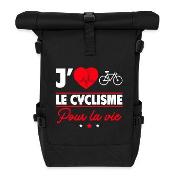 J'aime le cyclisme pour la vie,cycliste,vélo - Sac à dos roll top - noir - Devant