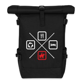 The life cycle of a rider, rider, riding - Roll Top Backpack - black - Front