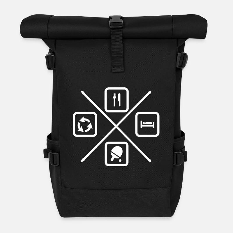Der Lebenszyklus eines Tischtennisspielers,Pingpong - Rolltop Rucksack - Schwarz
