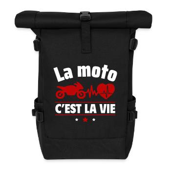 la moto c est la vie,Moto,Motard,Motarde - Sac à dos roll top - noir - Devant