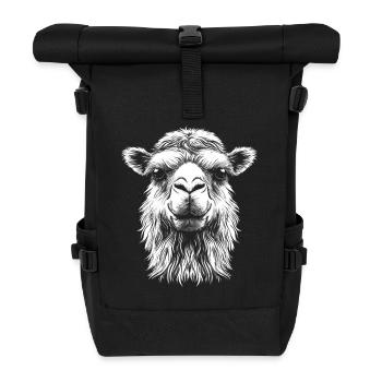 Camel Portrait Dromedary Bactrian Animals Animal - Roll Top Backpack - black - Front