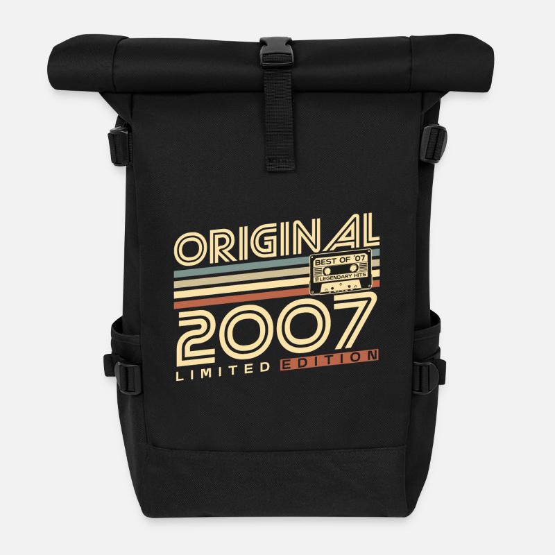 Original 2007 Jahrgang Retro Geburtstag Geschenk - Rolltop Rucksack - Schwarz