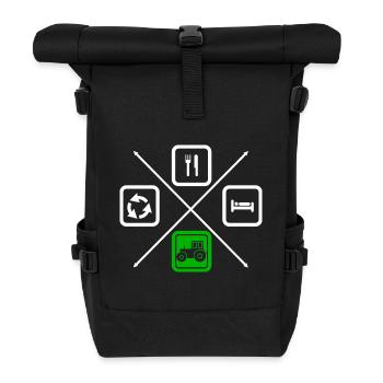 Life Cycle of a Farmer,Tractor,Farmer - Roll Top Backpack - black - Front