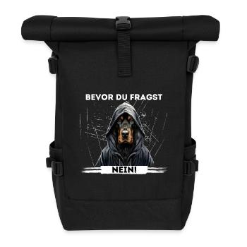 Hund & Humor | Bevor du fragst - Rolltop Rucksack - Schwarz - Vorne