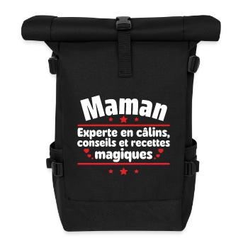 Maman experte en câlins conseils recettes magiques - Sac à dos roll top - noir - Devant