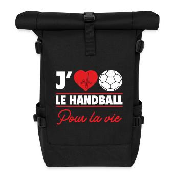 j aime le handball pour la vie,Handball,Sport - Sac à dos roll top - noir - Devant