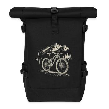 Mountain Bike Heartbeat | Mountains Nature - Roll Top Backpack - black - Front