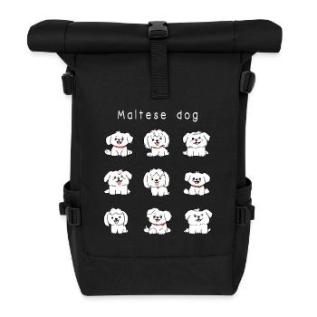 Amour pour un bichon maltais – 9 dessins mignons d’un chien - Sac à dos roll top - noir - Devant