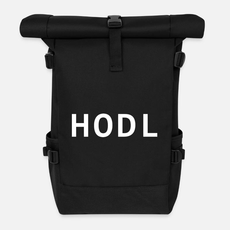 HODL, small, white - Rolltop Rucksack - Schwarz