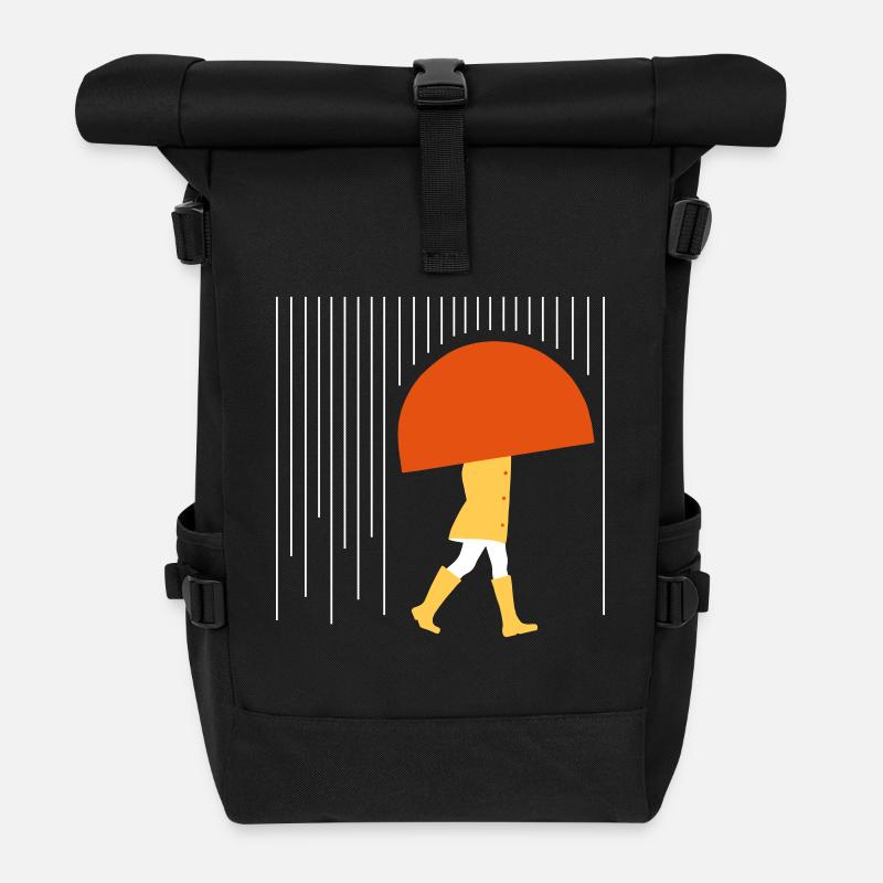 Mensch im Regen - Minimal - Rolltop Rucksack - Schwarz