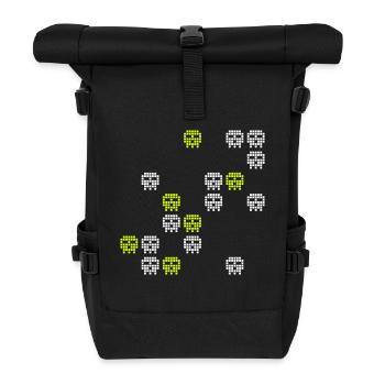 pixel skull game shot - Roll Top Backpack - black - Front