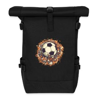 Fußball Ball - Rolltop Rucksack - Schwarz - Vorne